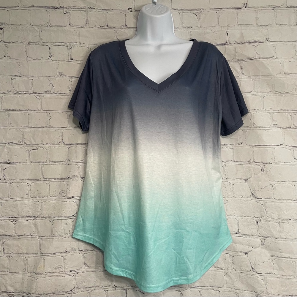 Blue Gray Ombré T-shirt XL
